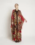 Quiet Fire kimono front view showing bold wide sleeves and elegant fluid shape