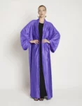 Soft Rebellion kimono front view with clean drape, elegant sleeves, and subtle confident movement